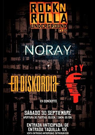 Noray + En Diskordia - Dirty Feet - Rocknrolla Granada - 30 septiembre 2023