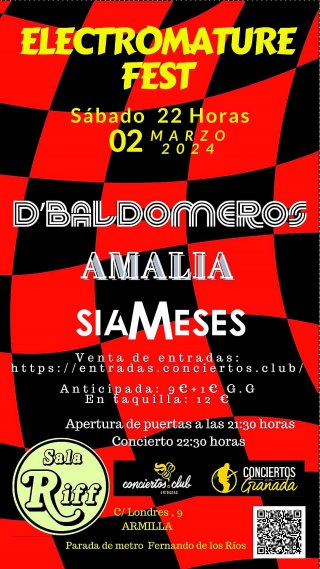 D'BALDOMEROS + AMALIA + SIAMESES EN SALA RIFF GRANADA - 2 de marzo 2024