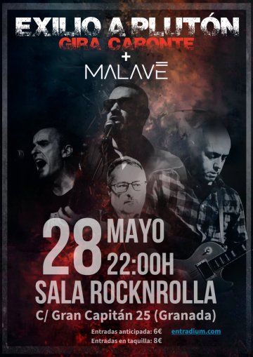 Exilio a Plutón + Malavé, Rocknrolla Granada 28 mayo 2026