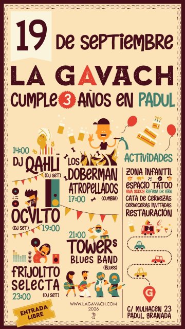 La Gavach - 3er aniversario - Towers Blues Band + Los Doberman Atropellados + DJs - 19 septiembre 20