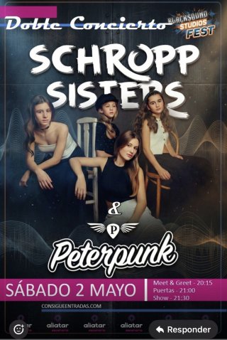 Schropp Sisters + Peterpunk. Concierto en Aliatar Granada, 2 mayo 2026.