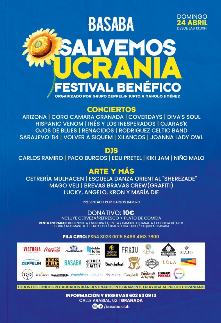 Elegibilidad veinte Continuo Compra entradas para Salvemos Ucrania: Festival benéfico, en Granada |  conciertos.club, por Basaba